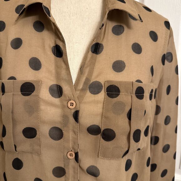 Tan And Black Polka Dot Blouse - Picture 2 of 5